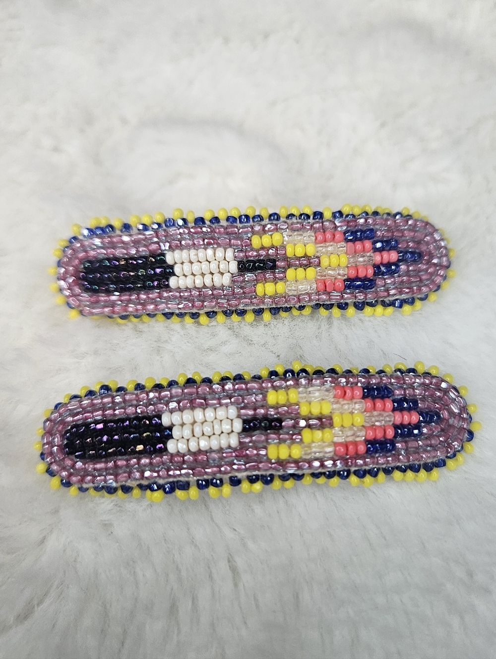 Set/2 Multicolor Beaded Hair Clips - Picture 3 of 3